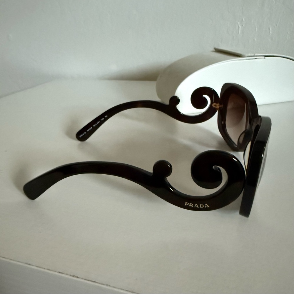 Prada SPR 27O Black Sculptural Swirl Arm Sunglasses Italy - Picture 2 of 14